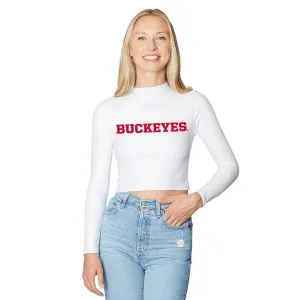 Ohio State OSU Buckeyes White Mock Neck Top