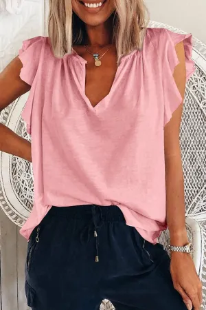 Oliver Pink Ruffle VNeck Blouse