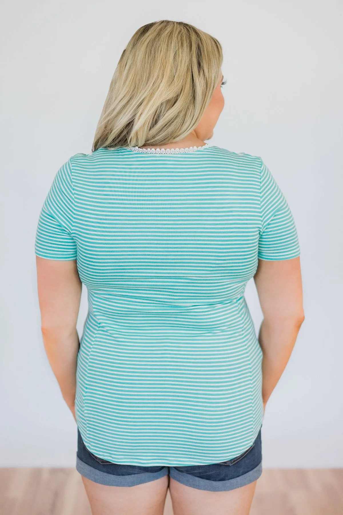 Out With The Old Striped Top- Aqua