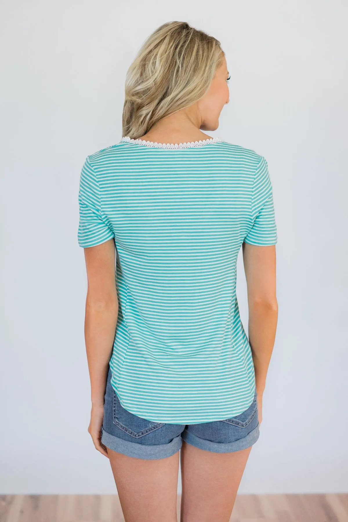Out With The Old Striped Top- Aqua