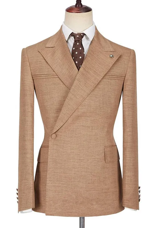 Peaked Lapel Ruffles Slim Fit Formal Men Suits