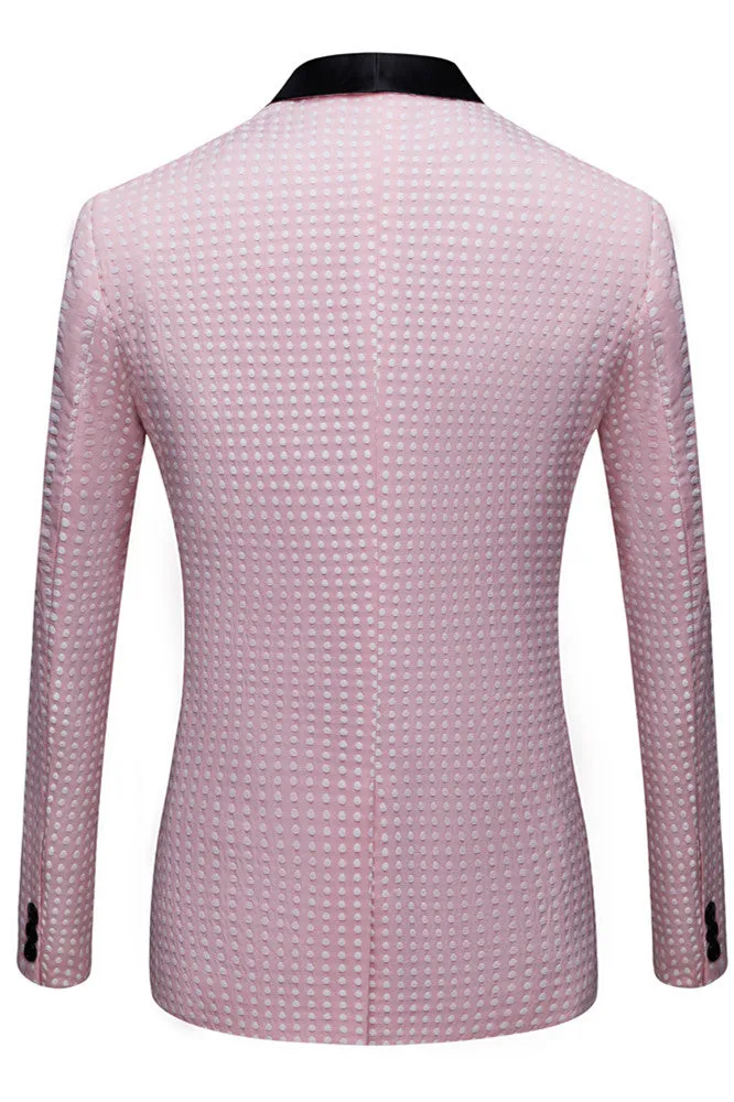 Pink Shawl Lapel Dot Wedding Men Suits Online