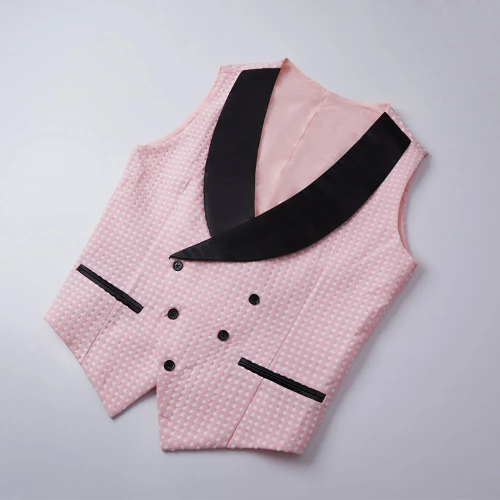 Pink Shawl Lapel Dot Wedding Men Suits Online