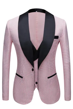 Pink Shawl Lapel Dot Wedding Men Suits Online