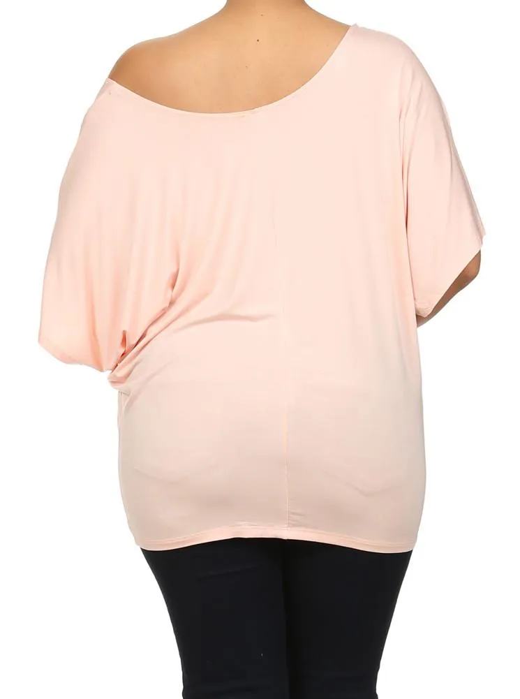 Plus Size Essential Off The Shoulder Pink Top