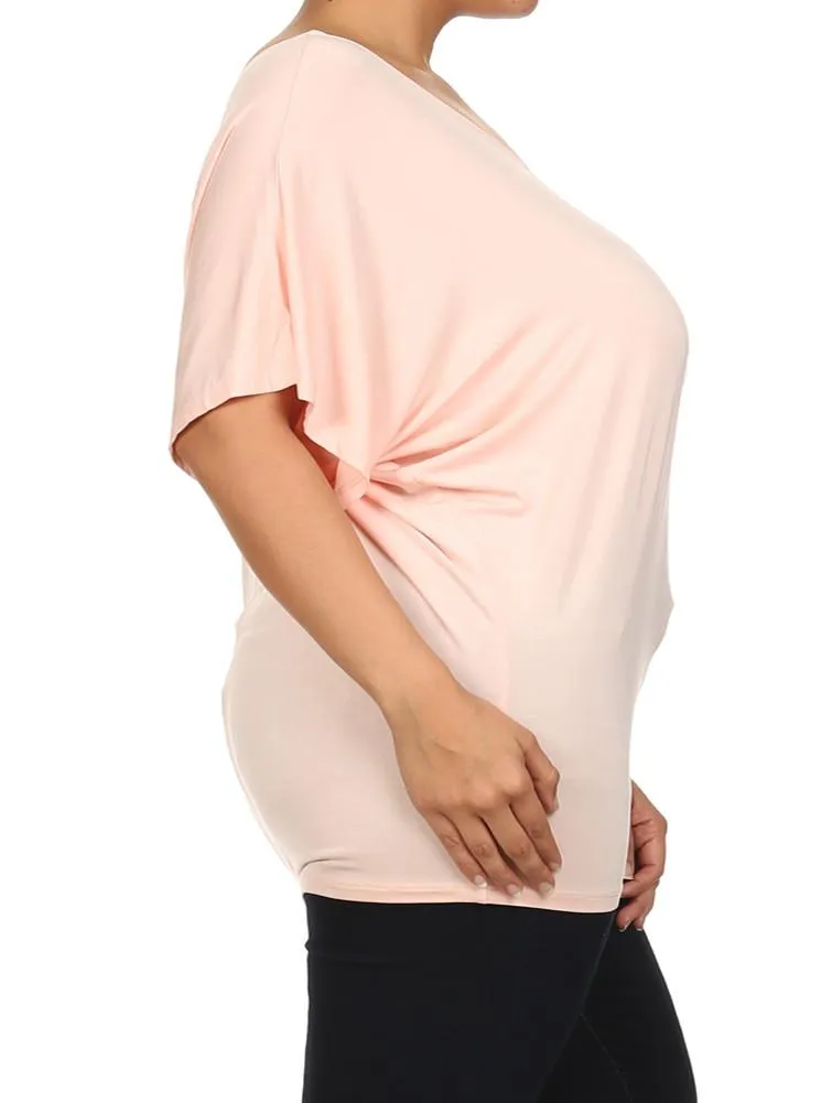 Plus Size Essential Off The Shoulder Pink Top
