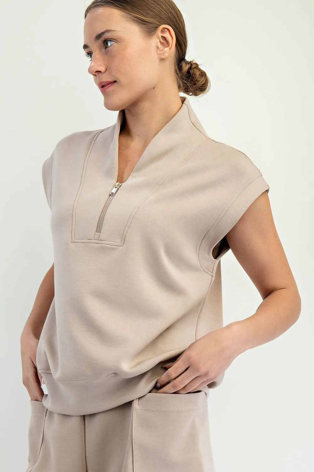 PLUS SIZE MODAL SCUBA LUXE V-NECK SLEEVE