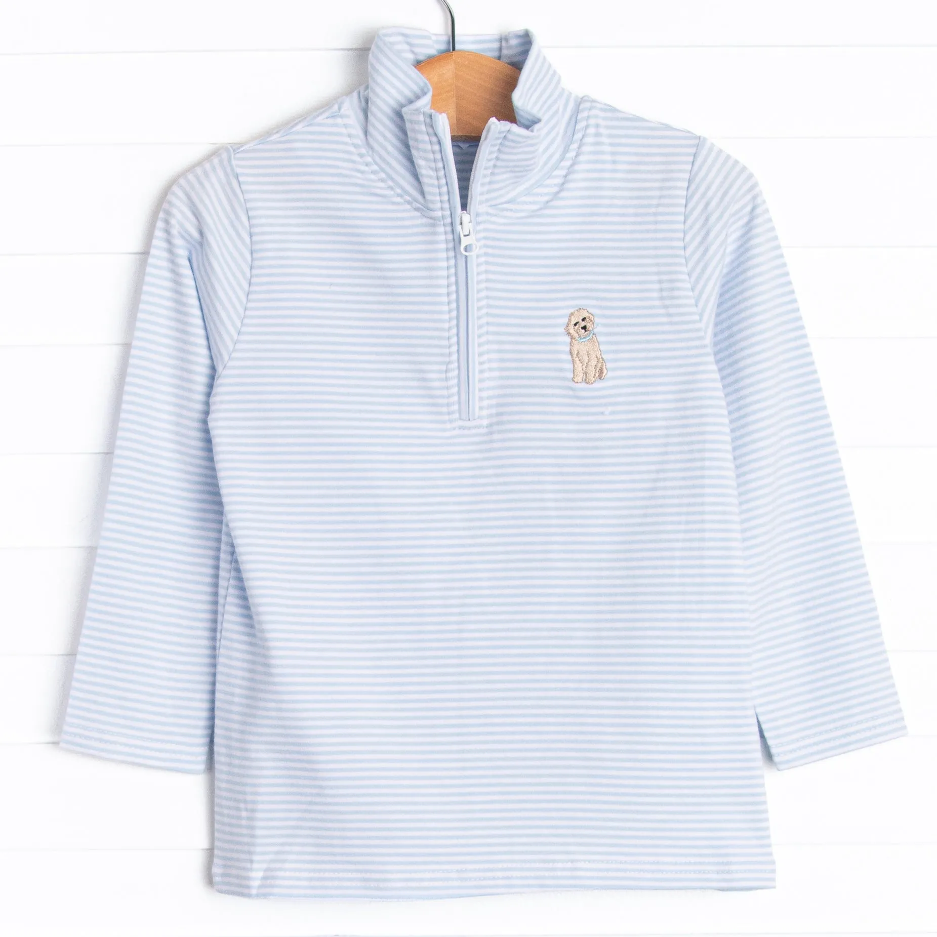Puppy Embroidered Pullover, Blue