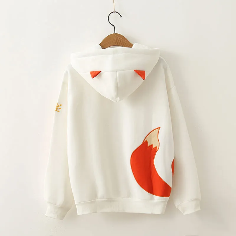 "2 COLORS HARAJUKU  EMBROIDERED FOX" HOODIE K102707