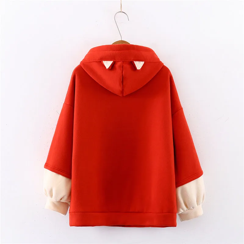 "LITTLE FOX EMBROIDERED" SWEATSHIRT HOODIE N092401