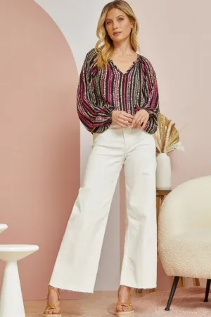 Raylee Striped V-Neck Blouse