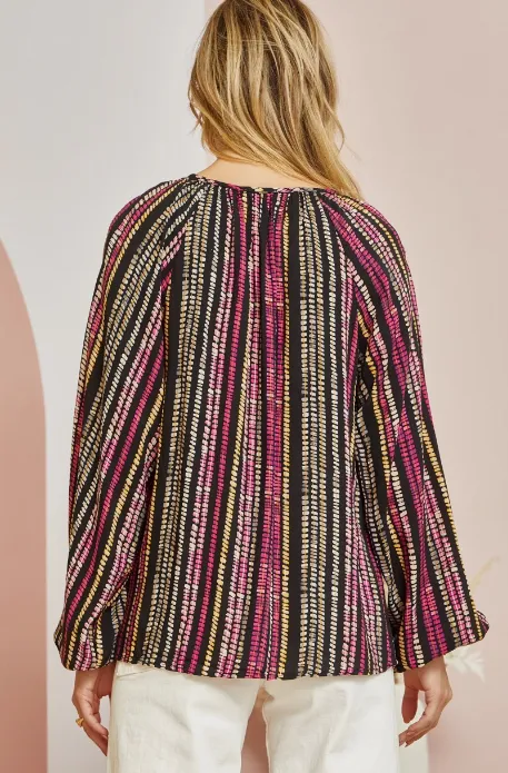 Raylee Striped V-Neck Blouse