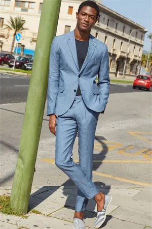 Roycebridal Casual Linen Beach Suit Wedding Groom Classic Prom Dress Men Party Wear with 2 Pieces