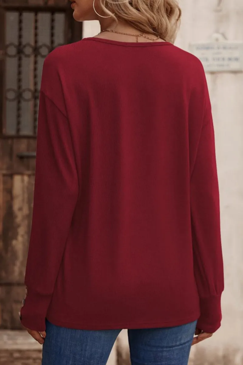 Sexy Simplicity Solid Buttons V Neck Tops