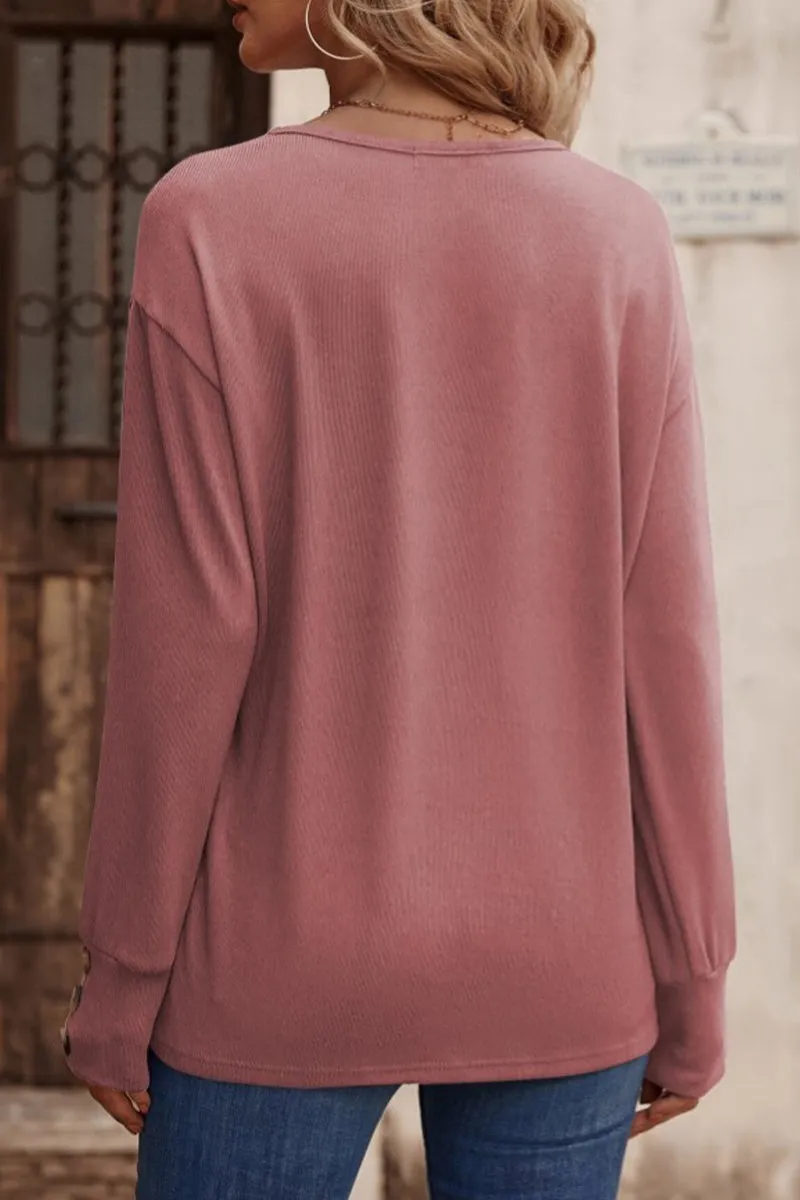 Sexy Simplicity Solid Buttons V Neck Tops