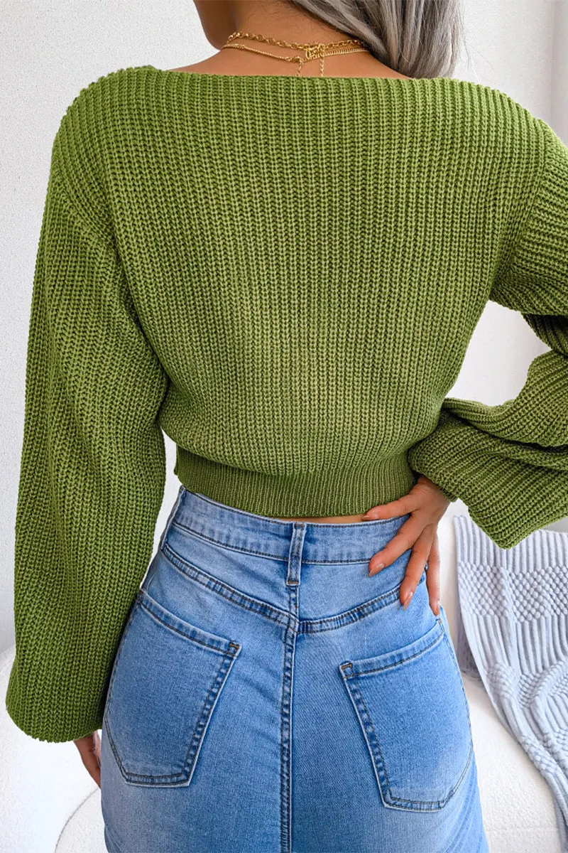 Sexy Solid With Bow V Neck Tops