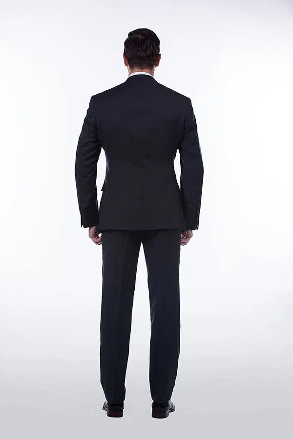 Sharp-looking Plaid Grey Mens Suits Notch Lapel Suits for Men