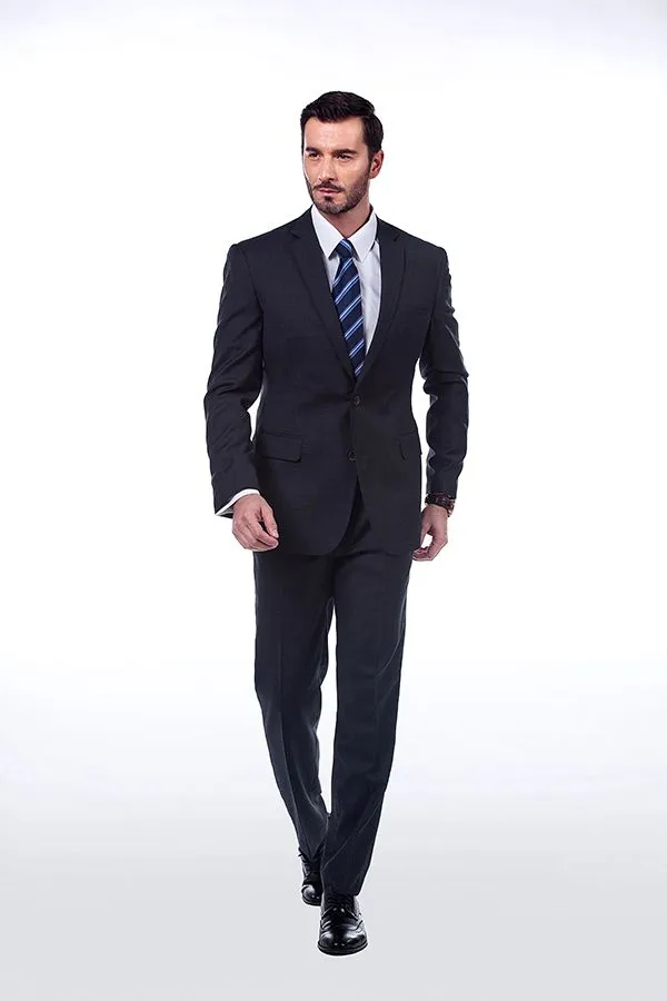 Sharp-looking Plaid Grey Mens Suits Notch Lapel Suits for Men
