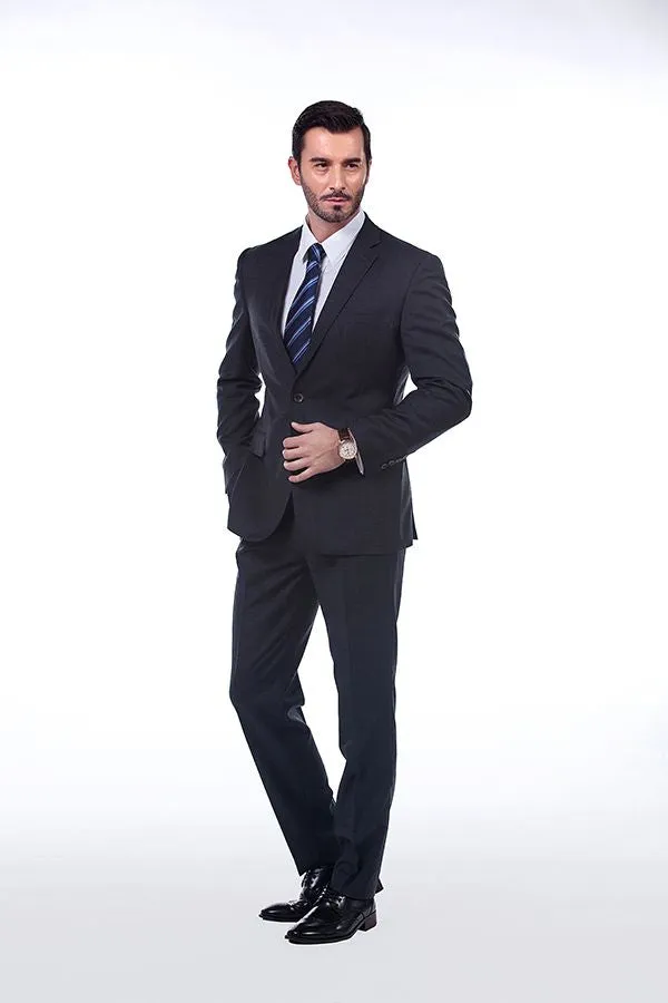 Sharp-looking Plaid Grey Mens Suits Notch Lapel Suits for Men