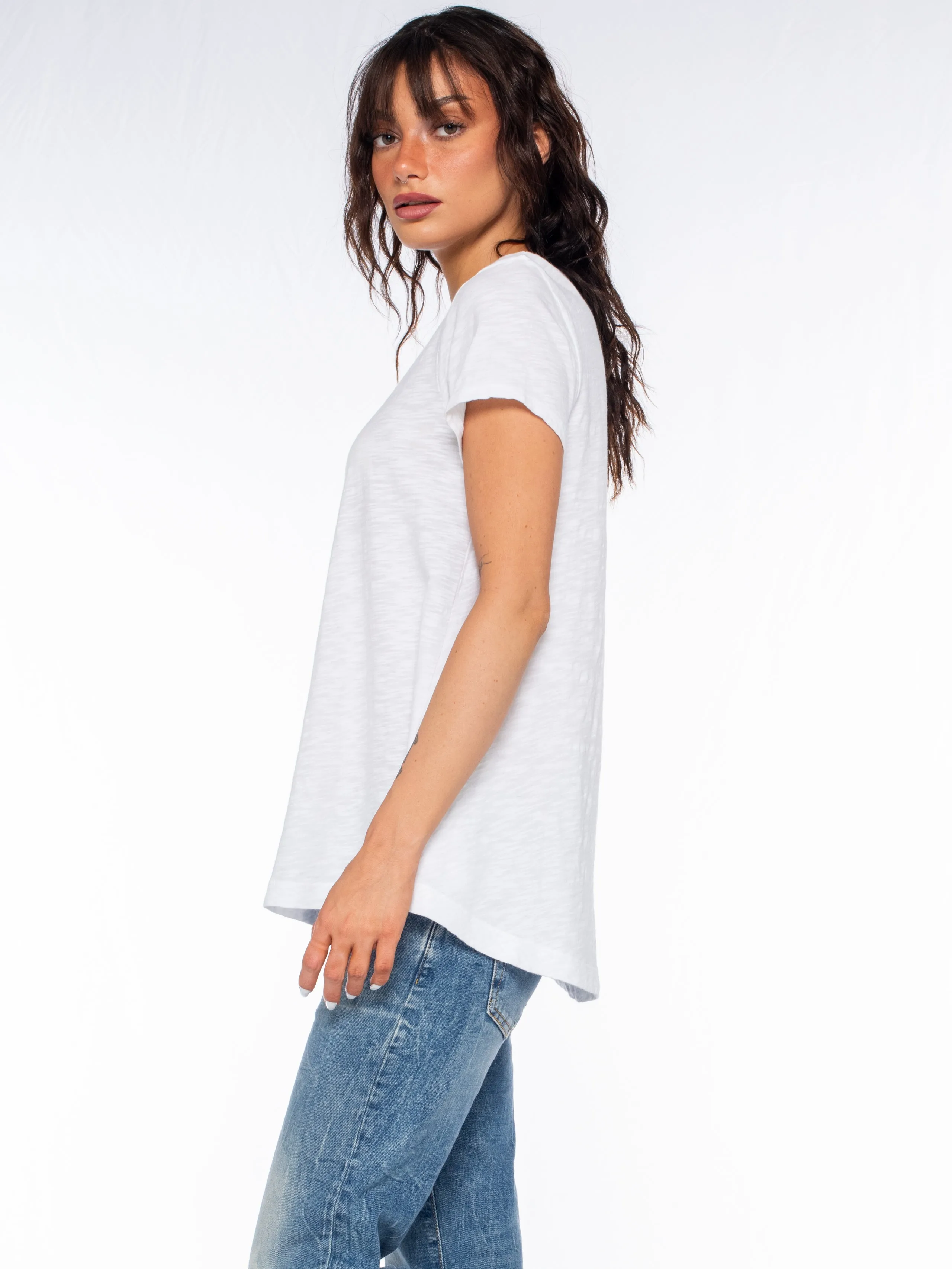 Short Sleeve V-Neck Trapeze Top