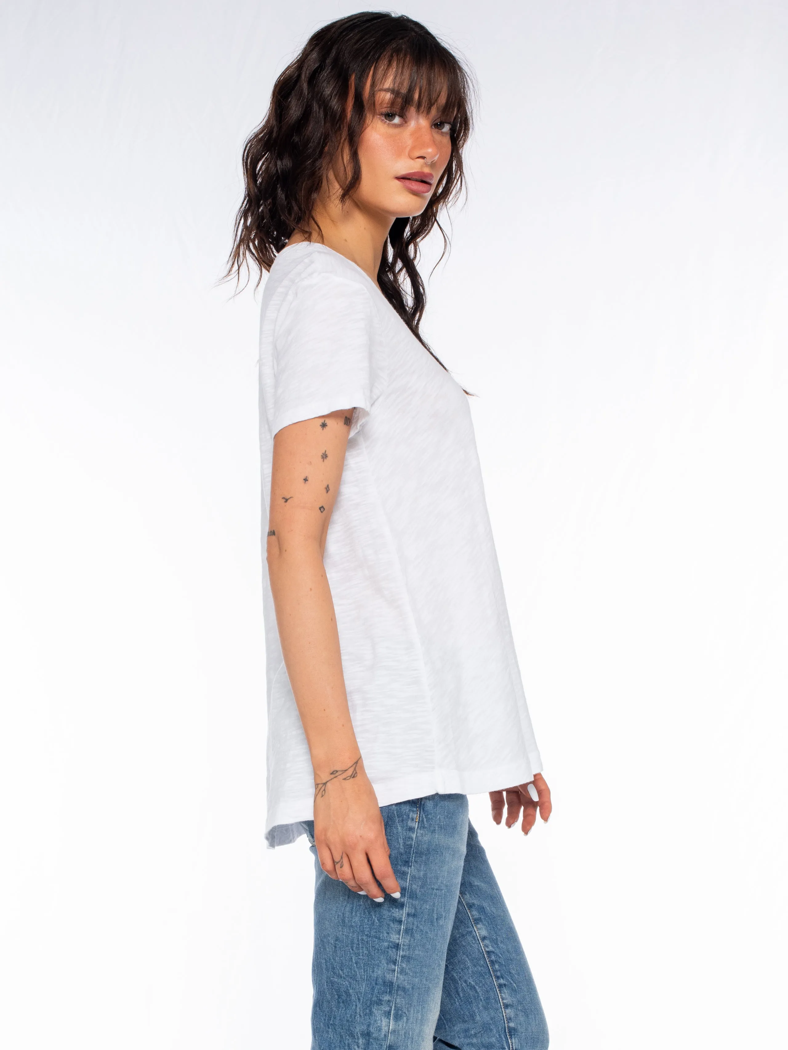 Short Sleeve V-Neck Trapeze Top