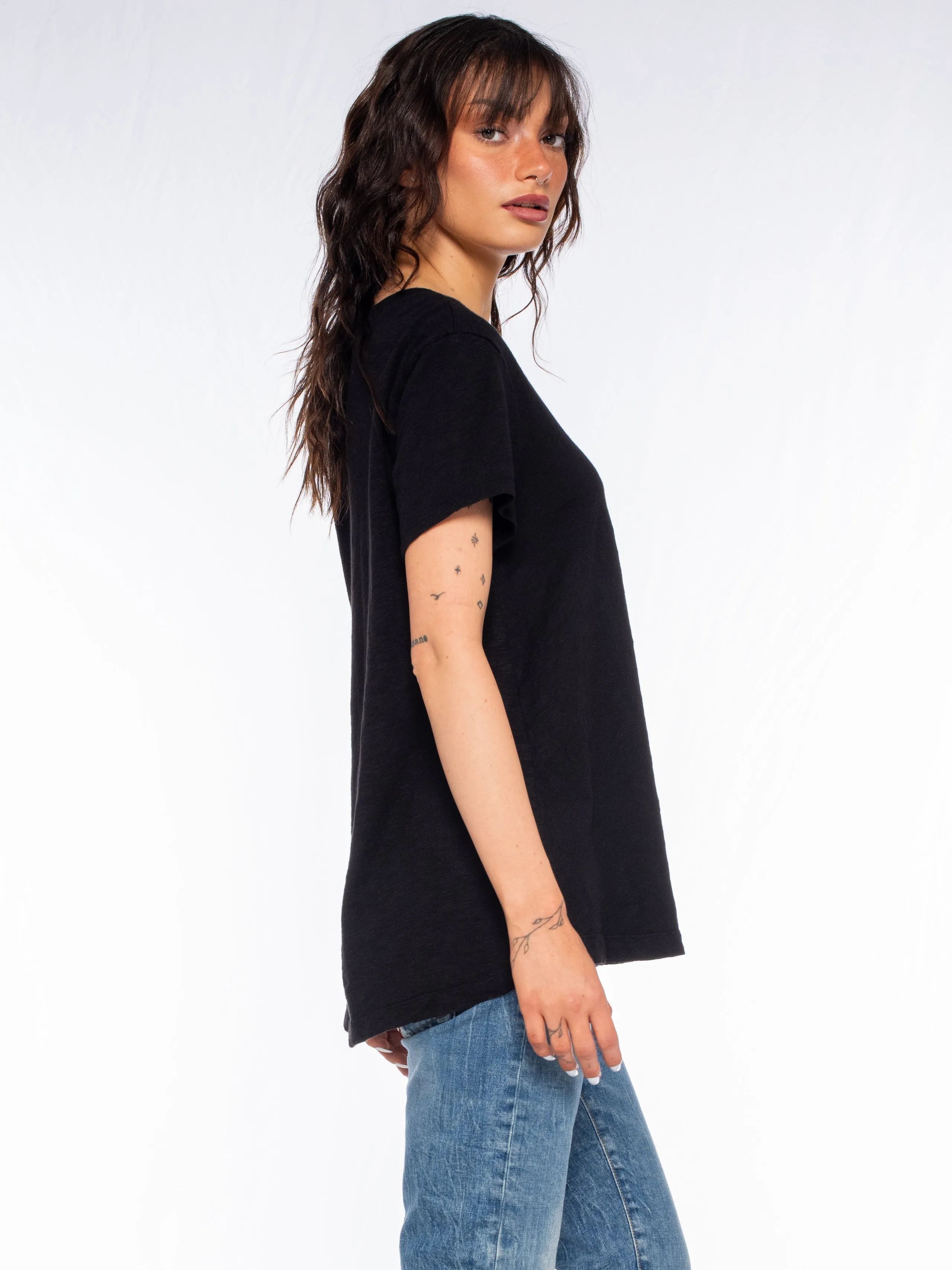 Short Sleeve V-Neck Trapeze Top