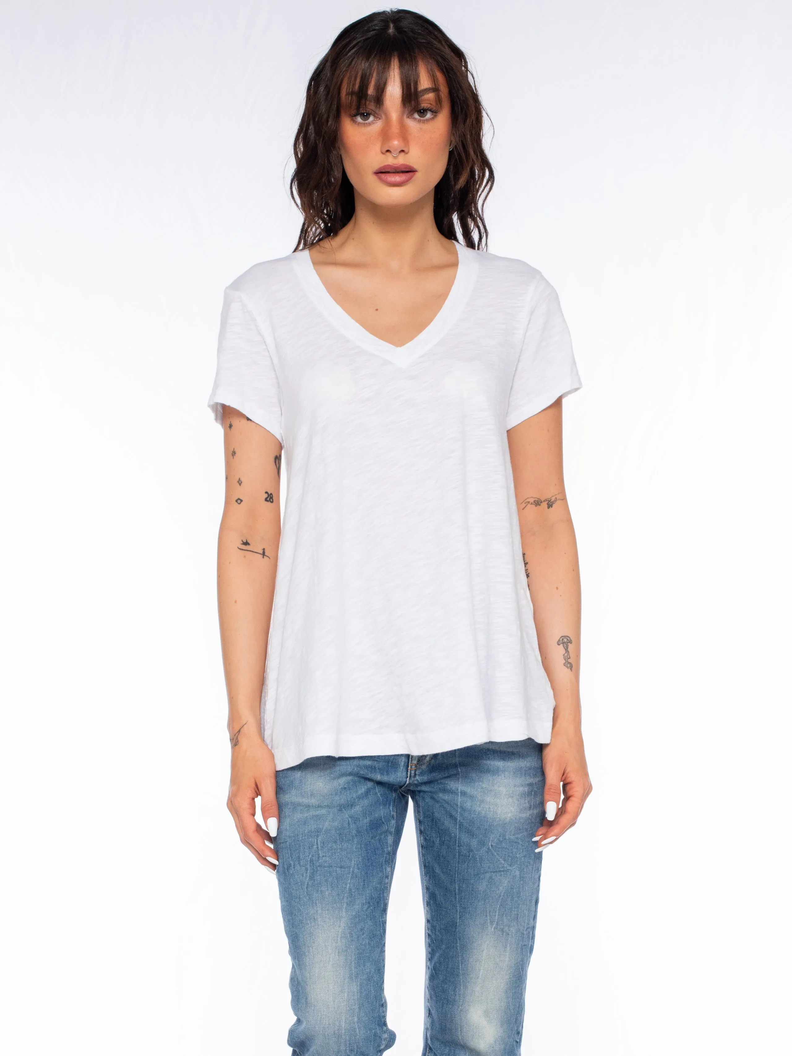 Short Sleeve V-Neck Trapeze Top