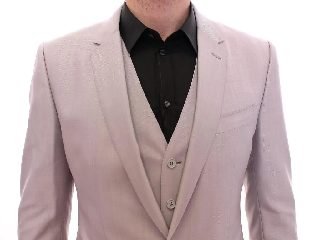Silver Three Piece Wool Silk MARTINI Suit