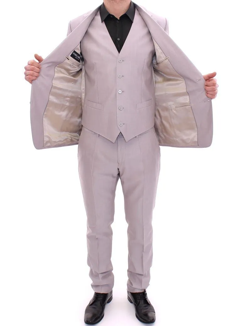 Silver Three Piece Wool Silk MARTINI Suit