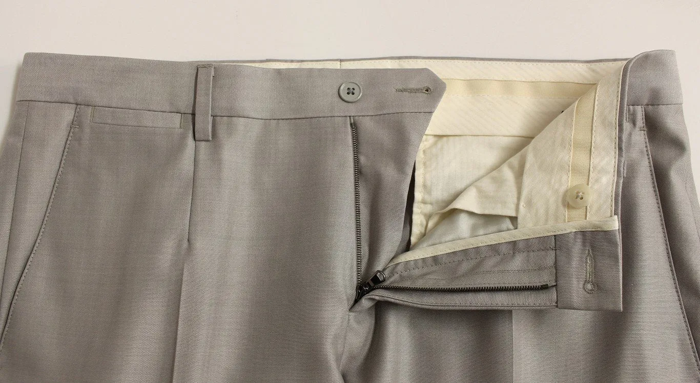Silver Three Piece Wool Silk MARTINI Suit