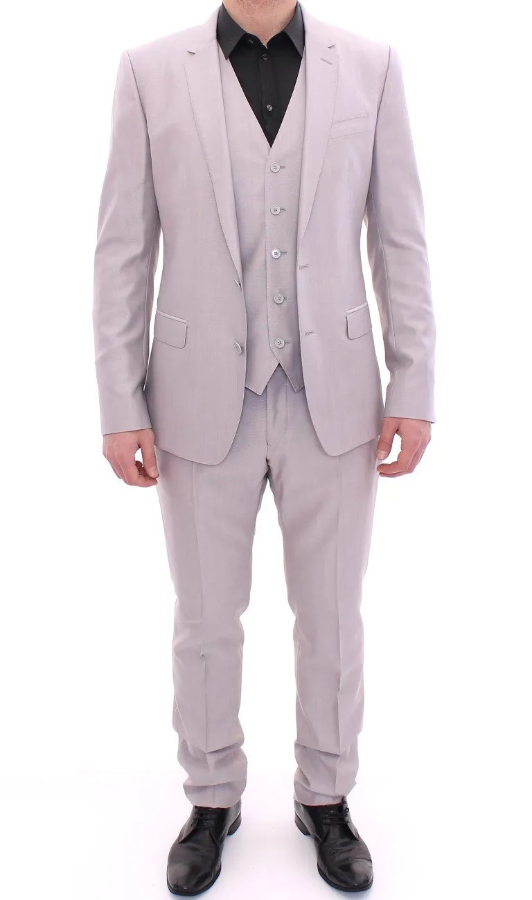 Silver Three Piece Wool Silk MARTINI Suit