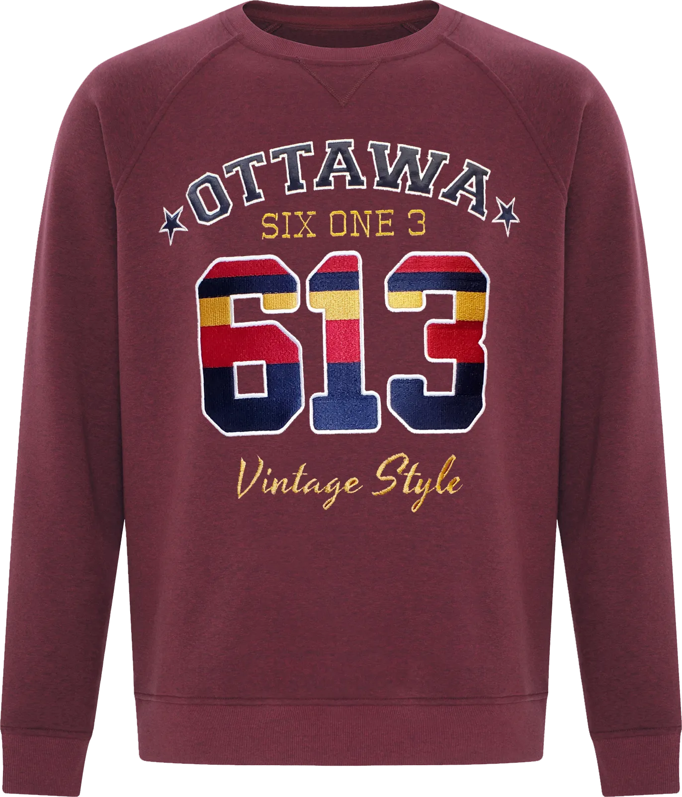 Six One 3 Vintage Style Ottawa Crew Neck Cardinal Heather