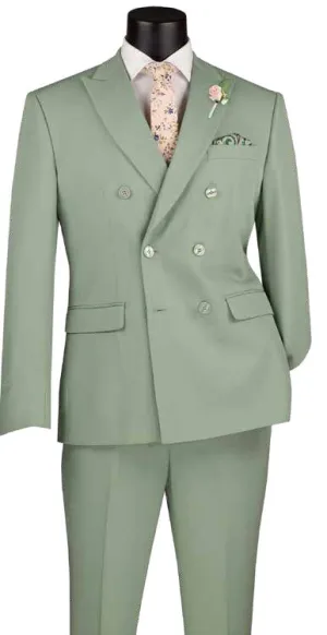 Slim Fit 2 Piece Stretch Fabric Suit Sage Green SDB-1