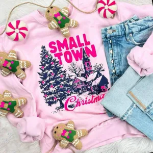 Small Town Christmas Light Pink Sweatshirt (FINAL SALE)