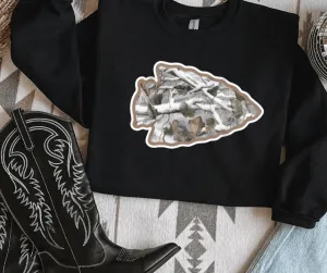 Snow Camo Arrowhead Black Sweatshirt or Tee