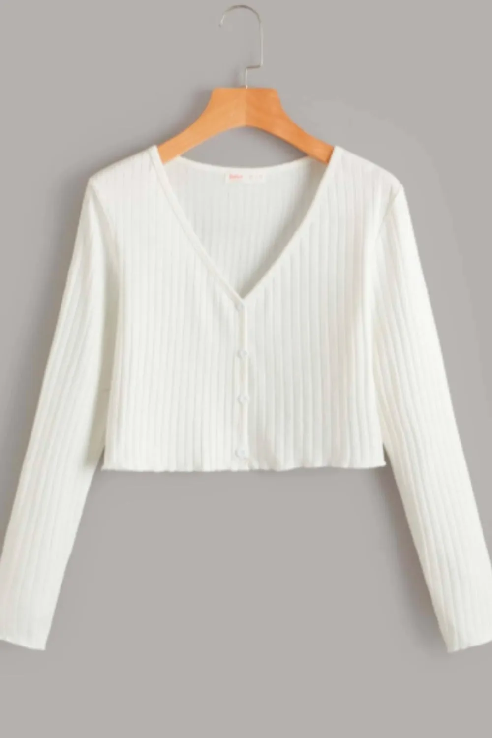 Solid Rib-Knit White Tee