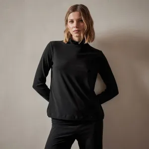 Sueded Stretch Turtleneck - Black