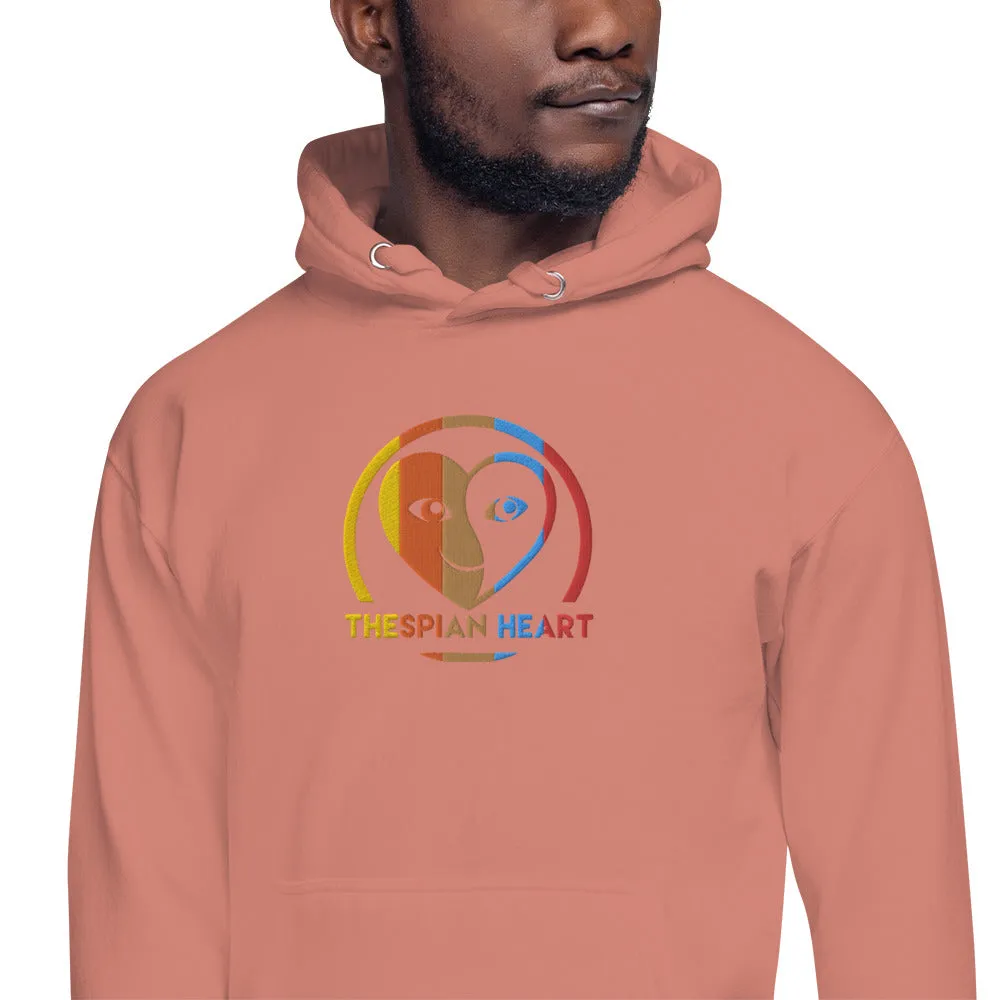 Thespian Heart Logo Colorful Stripes - Embroidered Premium Unisex Hoodie