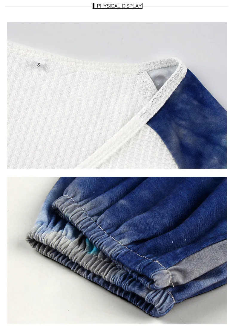 Tie-dye V-neck Cross Strappy Casual Tops