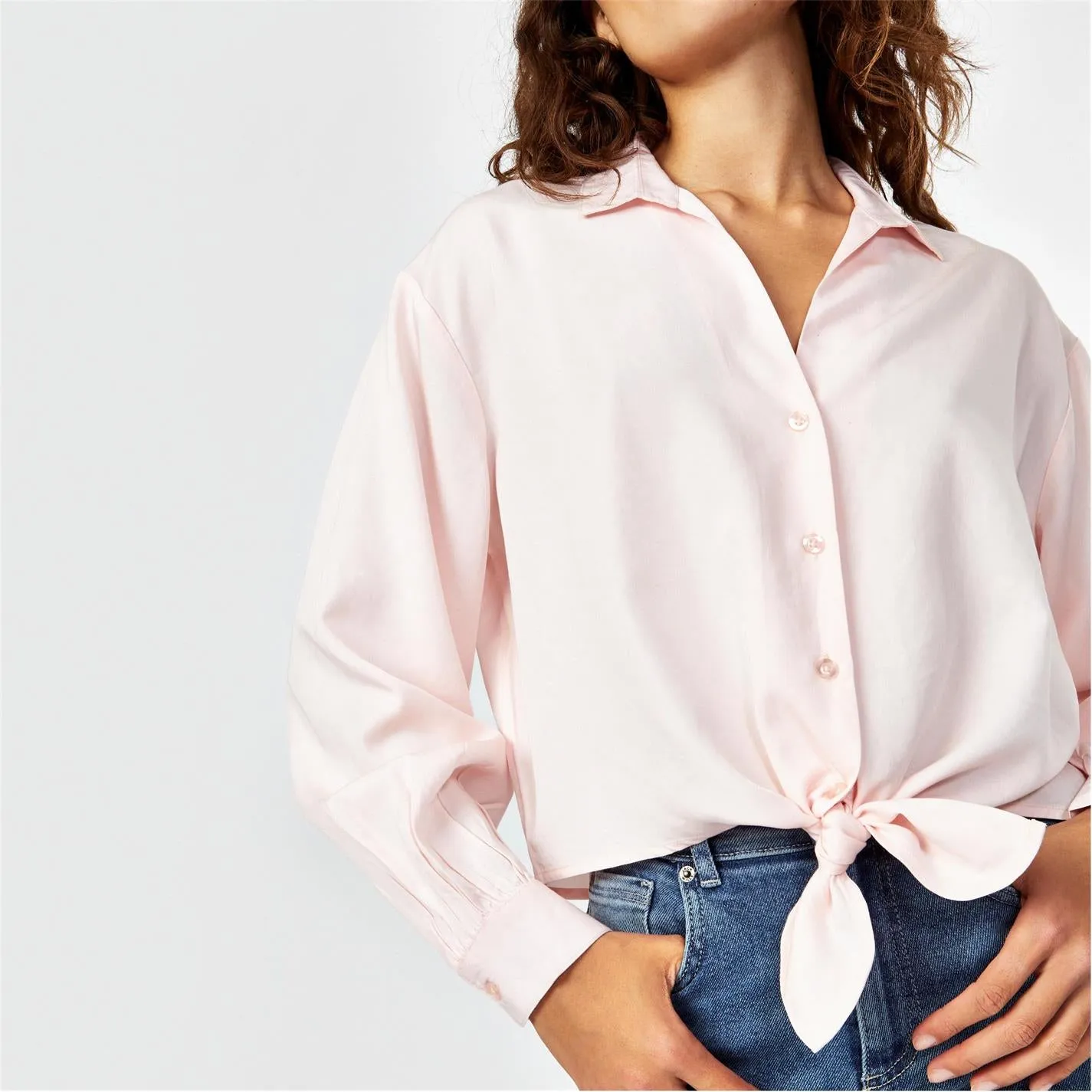 Tie-Front V Neck Blouse