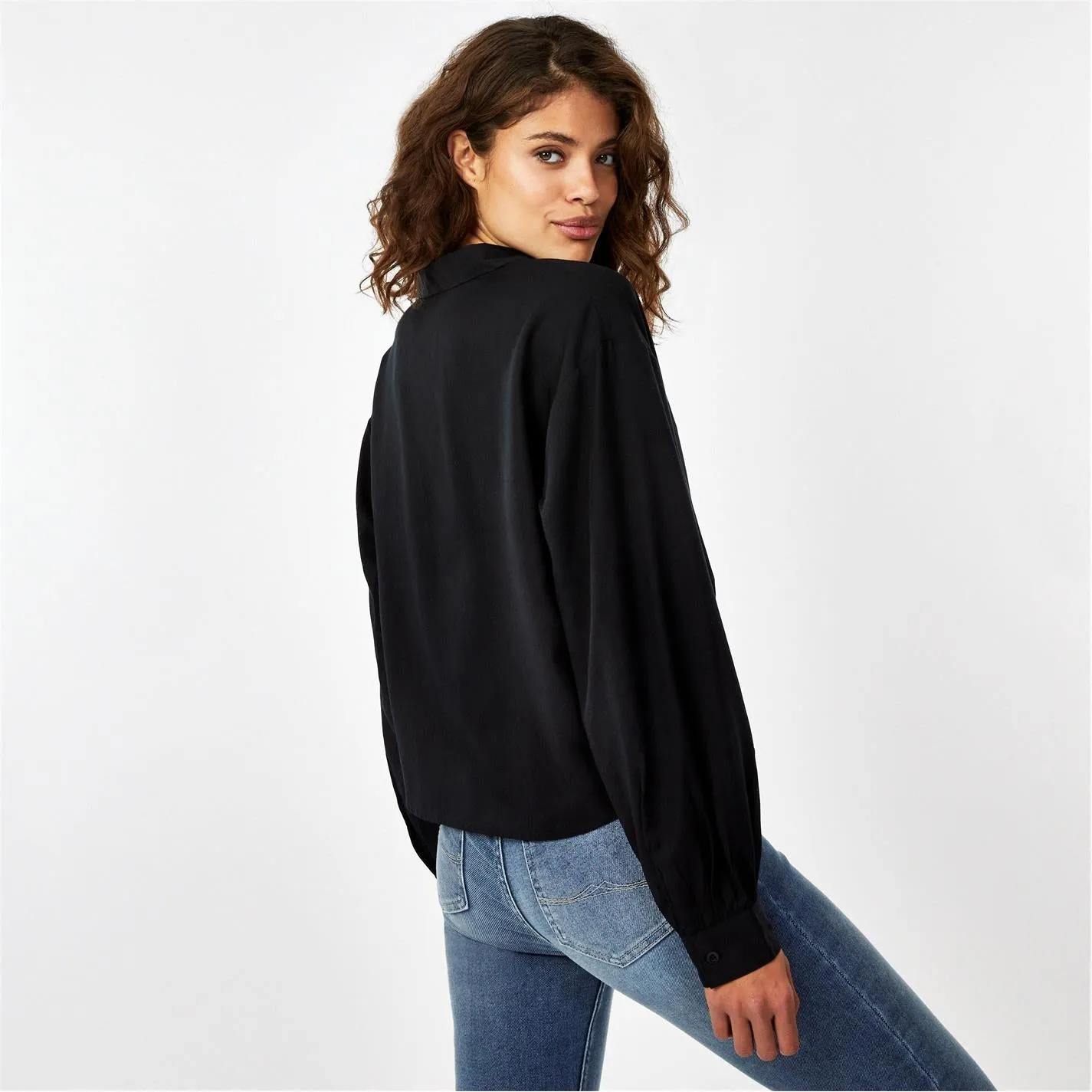 Tie-Front V Neck Blouse