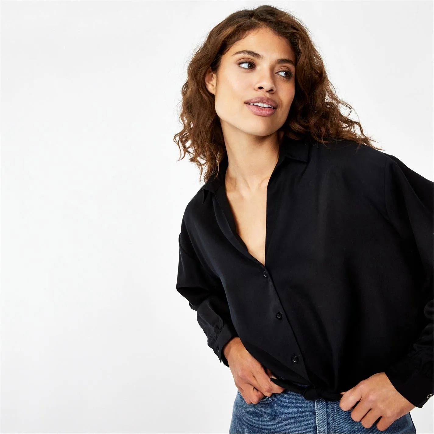 Tie-Front V Neck Blouse