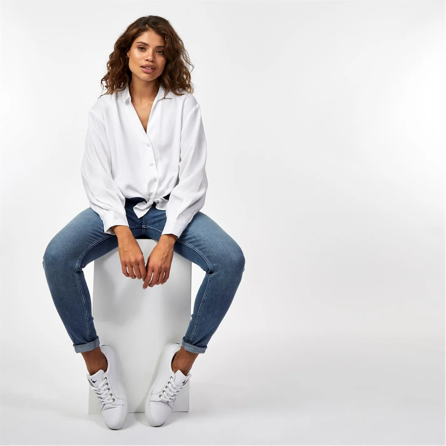 Tie-Front V Neck Blouse