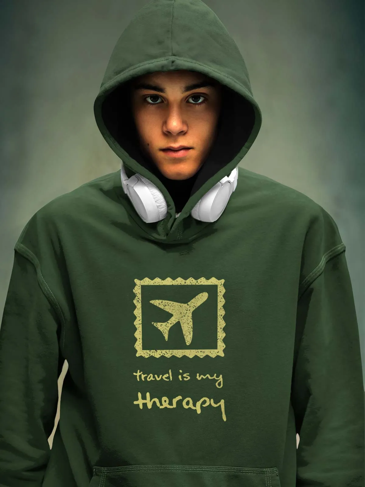 Travel Therapy Printed Cotton Hoodie for Men & Women