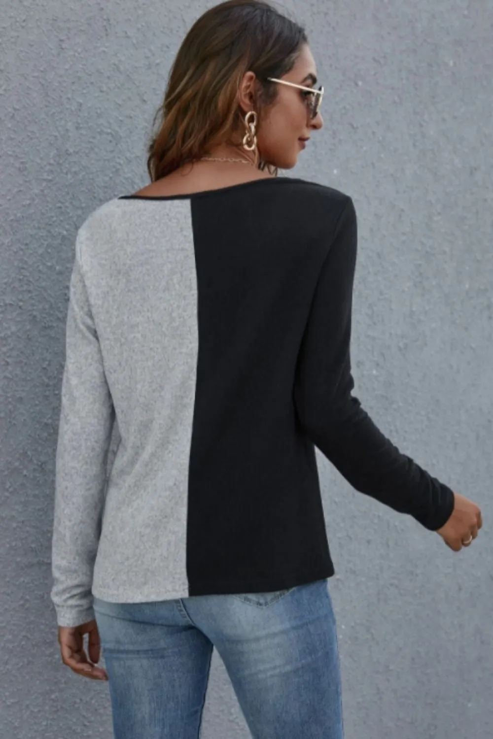 Two Tone V Neck Tee