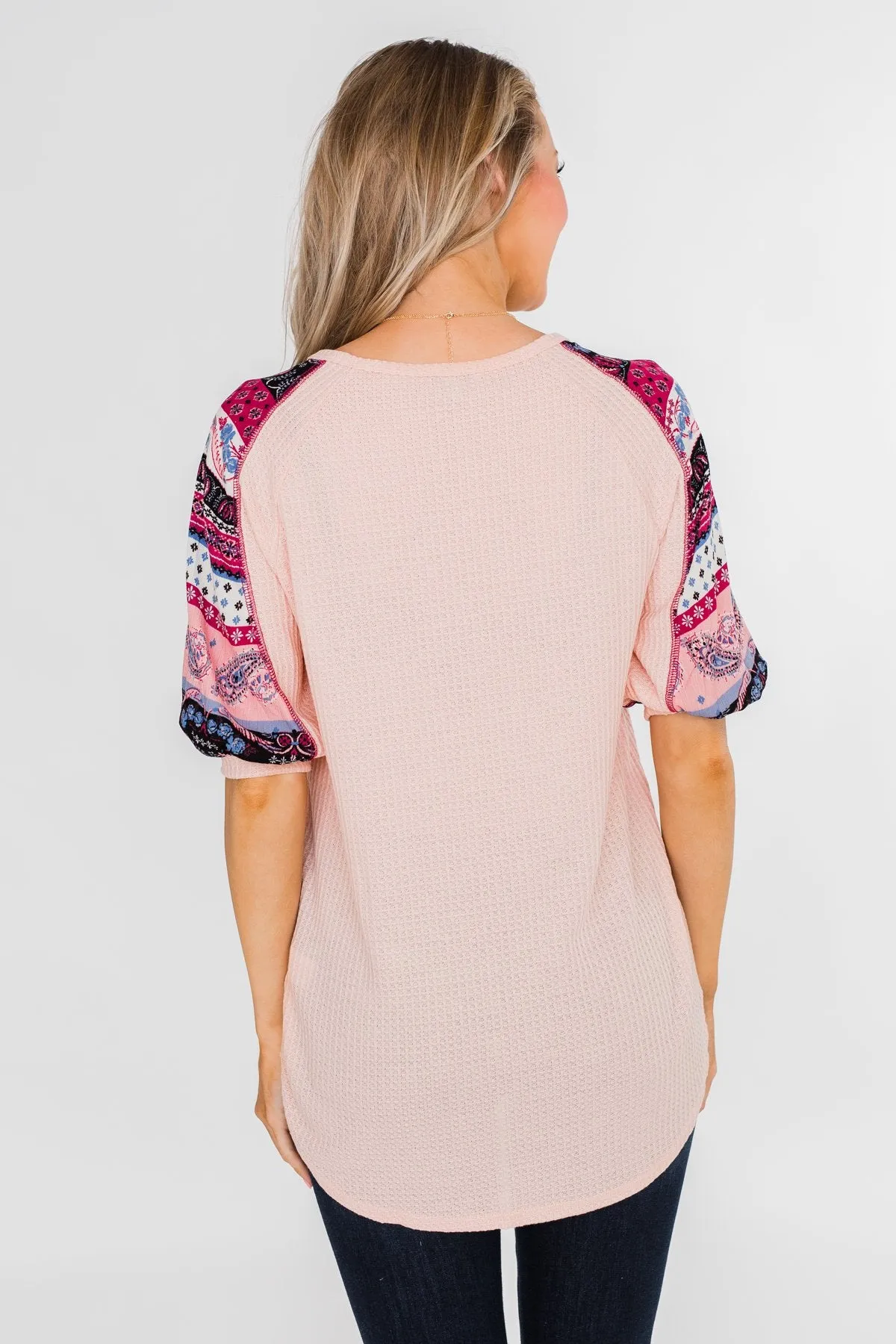 Uniquely You Button Detail Top- Blush