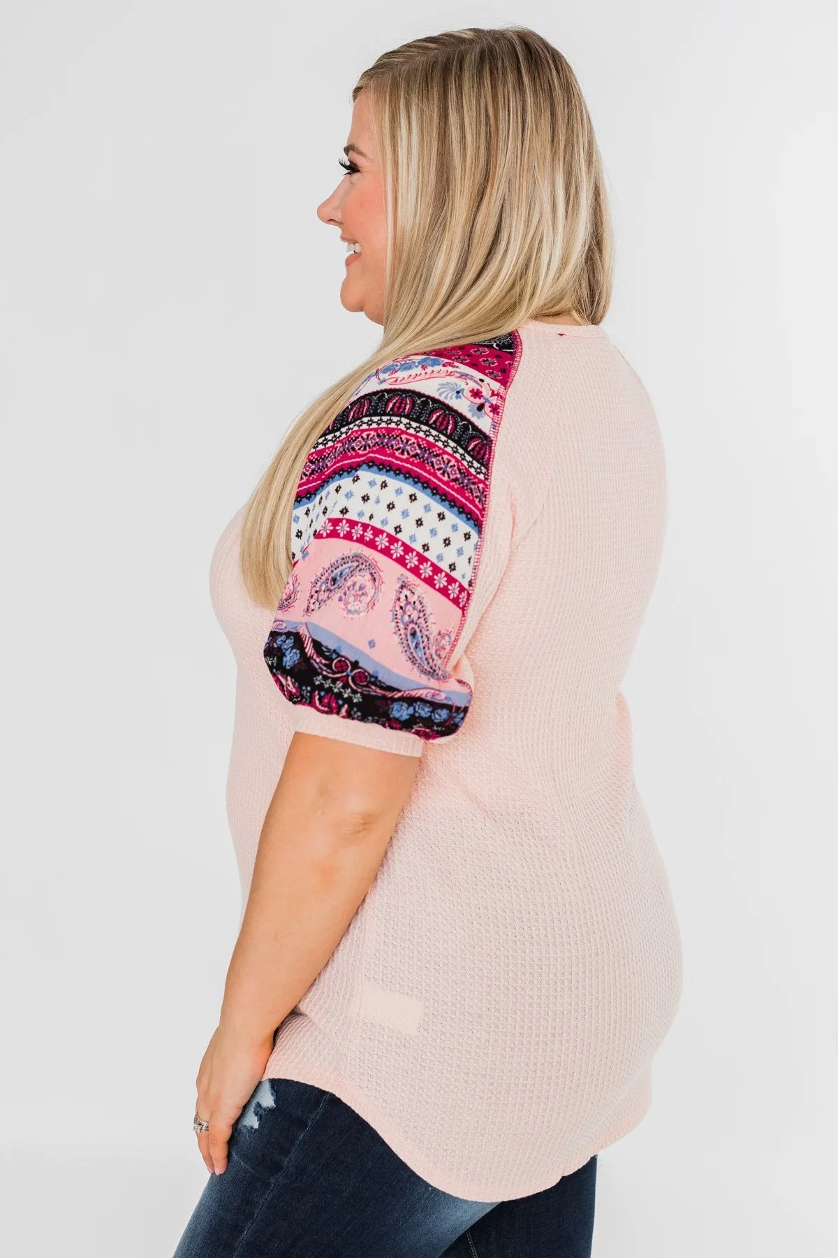 Uniquely You Button Detail Top- Blush