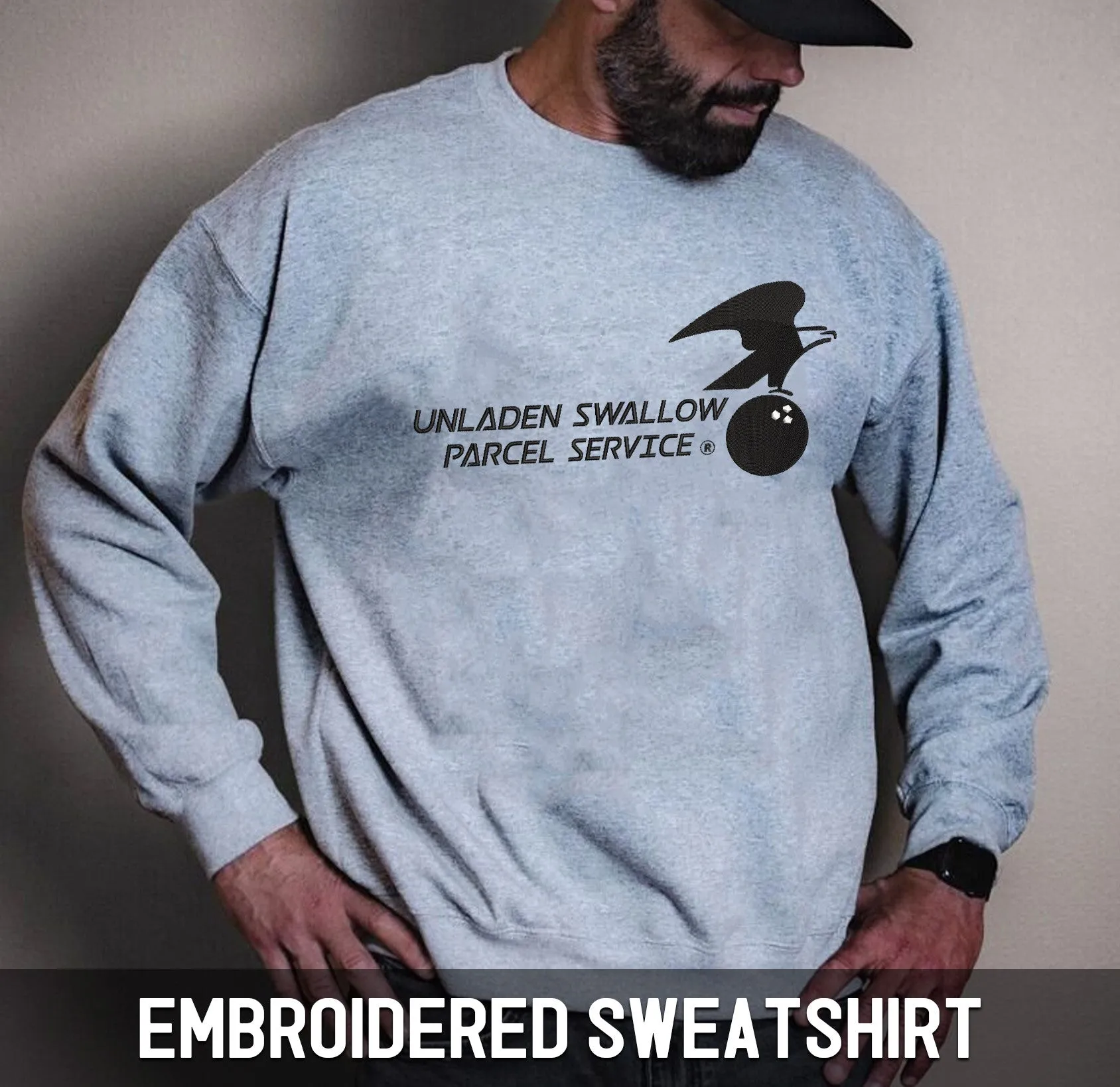 Unladen Swallow Parcel Service Sweatshirt, Hoodie, Premium Tshirt