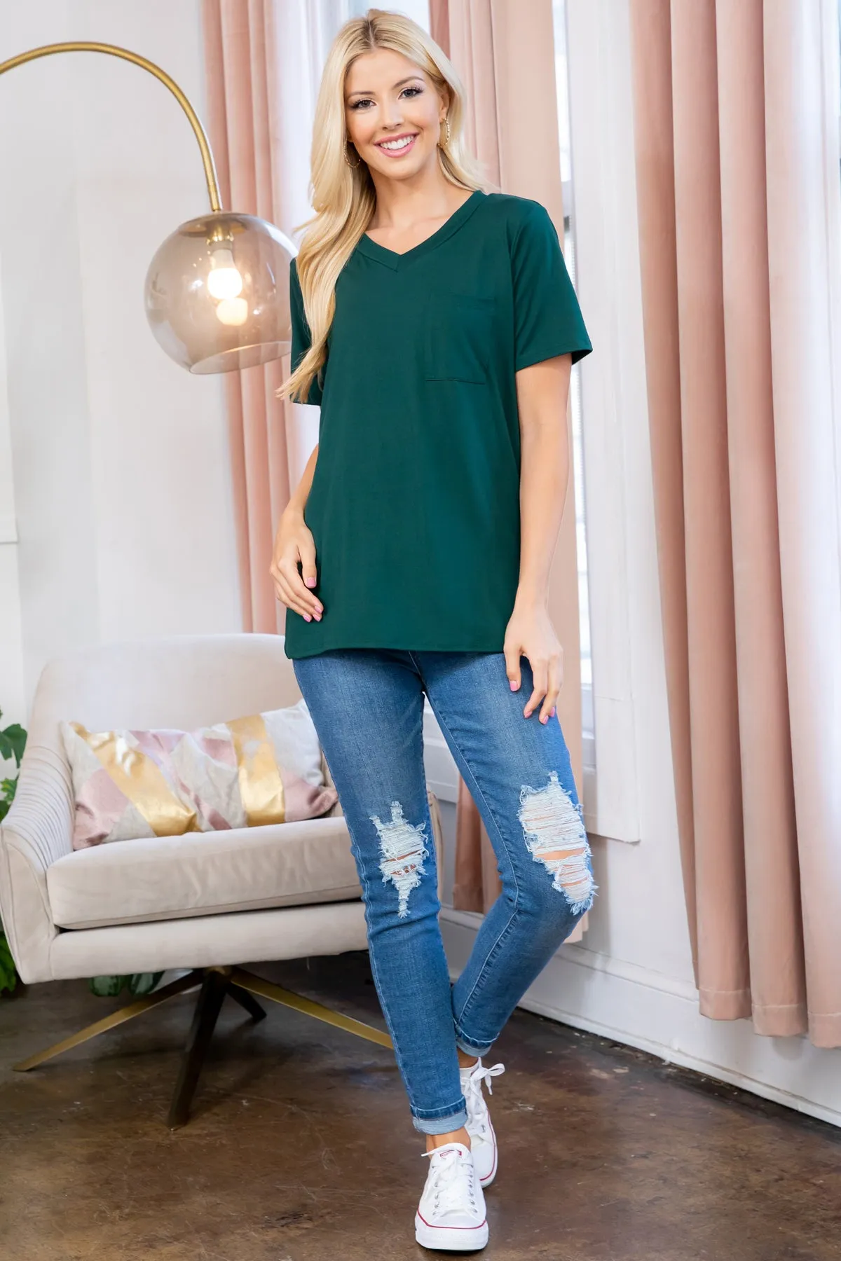 V-Neck Pocket Top
