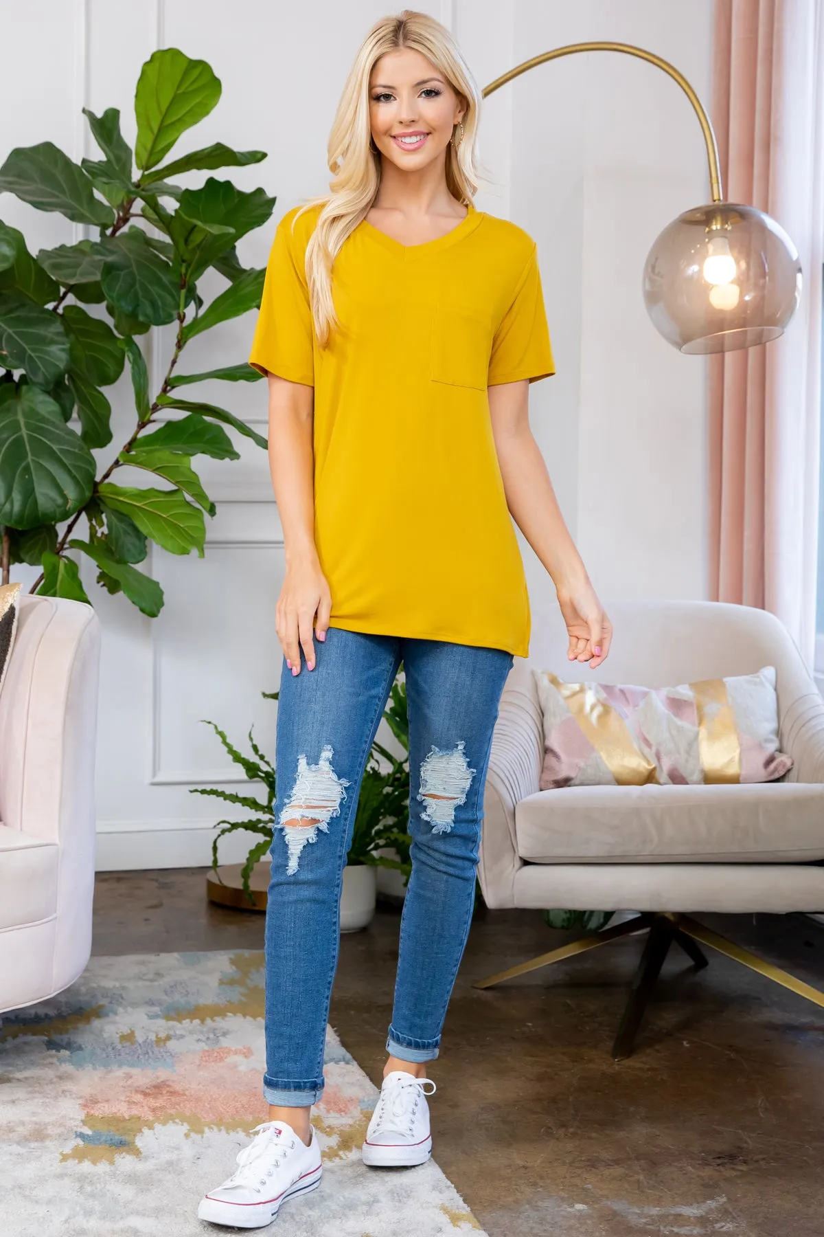 V-Neck Pocket Top